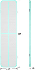 Inflatable Gymnastics Tumble Track Air Mat, 10FT/13FT/16FT, 4 Inches Thick - With Electric Air Pump
