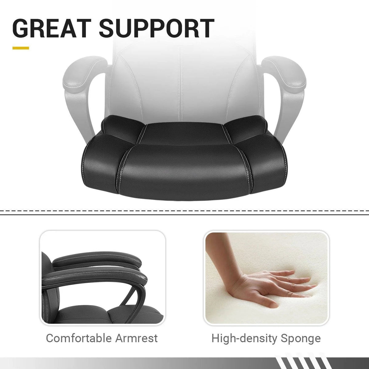 Mid-Back Ergonomic Swivel Office Chair - Black