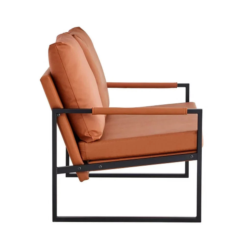 GVJMTKP Two-Seater Sofa Chair With 2 Pillows, PU Leather, Brown - SF-D008-BR