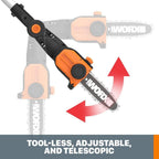 WORX 2-in-1 Cordless 8 Inch Pole Saw, Black And Orange - WG349