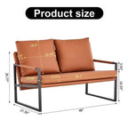 GVJMTKP Two-Seater Sofa Chair With 2 Pillows, PU Leather, Brown - SF-D008-BR
