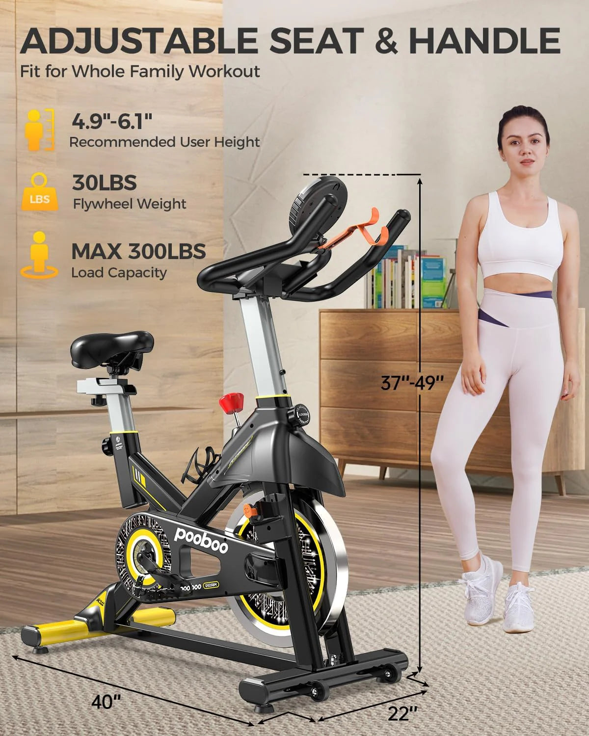 pooboo Indoor Exercise Bike With Adjustable Resistance And Belt Drive