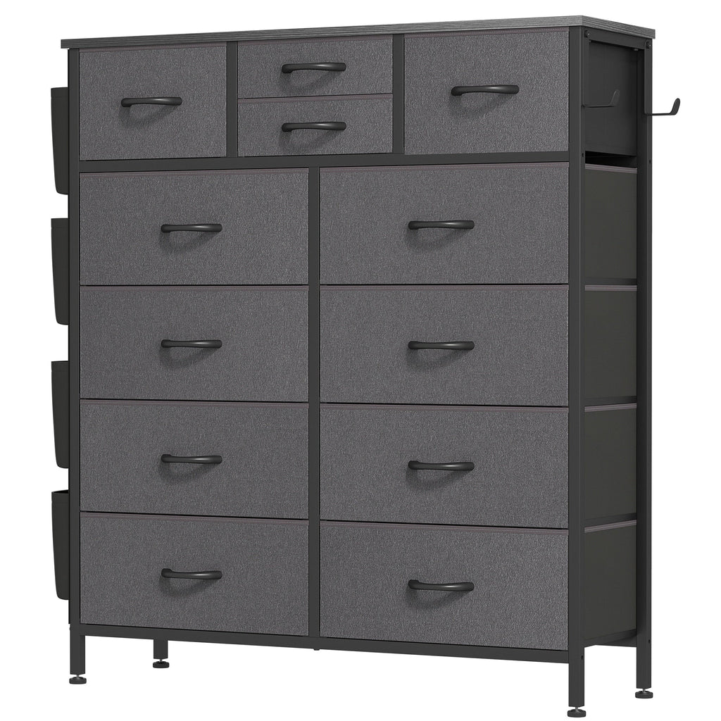 12-Drawer Fabric Dresser With Wood Top And Metal Frame