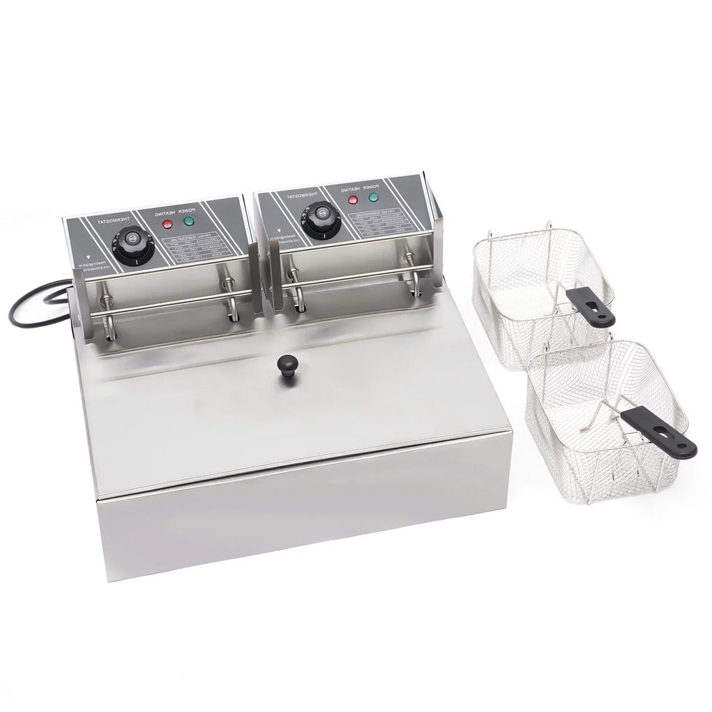 Commercial Electric Deep Fryer, 5000W, 12L Single Tank, Stainless Steel Fry Basket