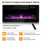 Waleaf TV Stand With 18 in Electric Fireplace And Adjustable Glass Shelves - TVs Up To 65 inch