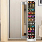 Large-Capacity Multi-Layer Rotating Disinfection Shoe Cabinet With Mirror And Deodorizer - Sizes 66-5 Or 77-6