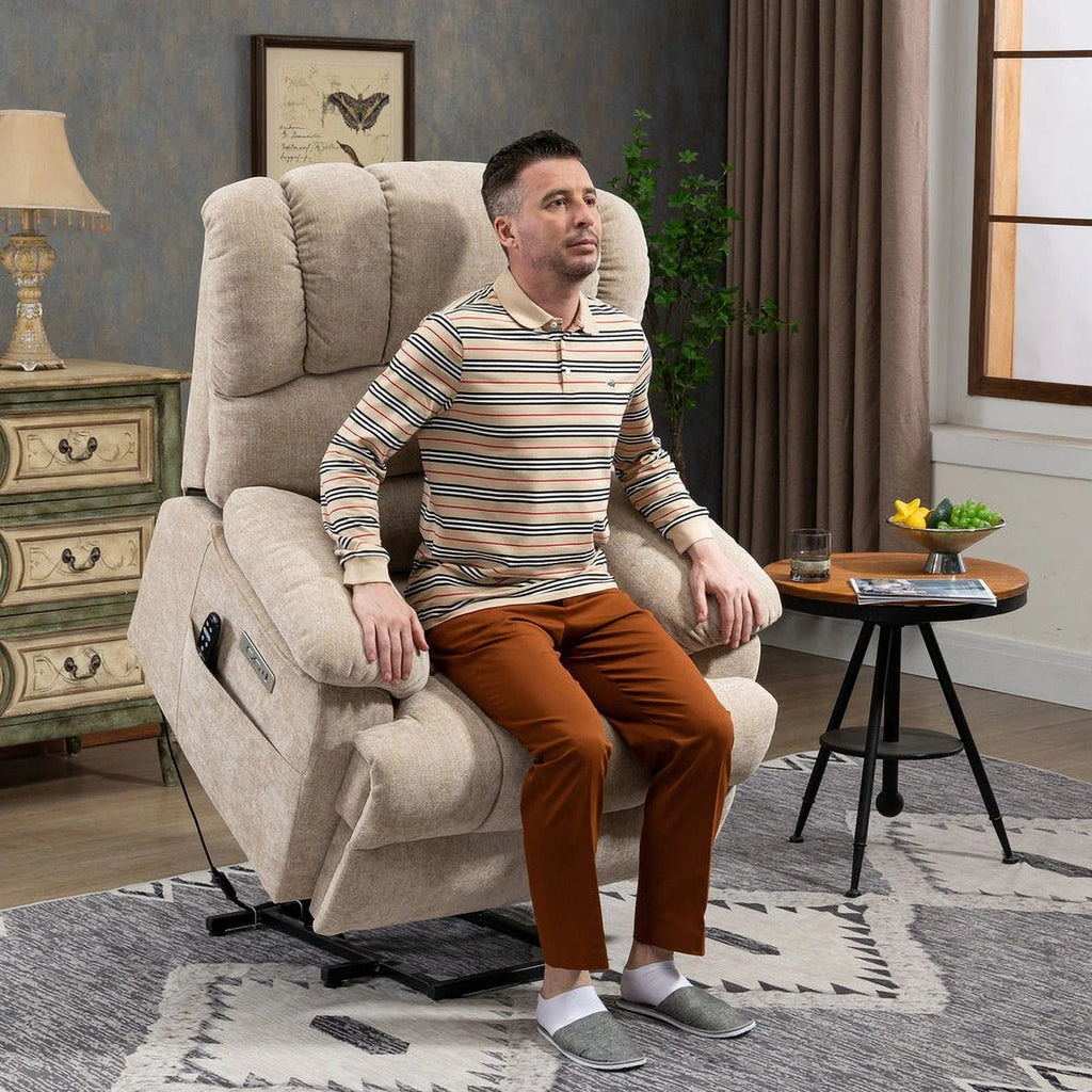 Comfort Stretch Power Lift Recliner Chair With 8-Point Vibration Massage, 24 in Seat Width, 25 in Seat Depth, 20 in Seat Height