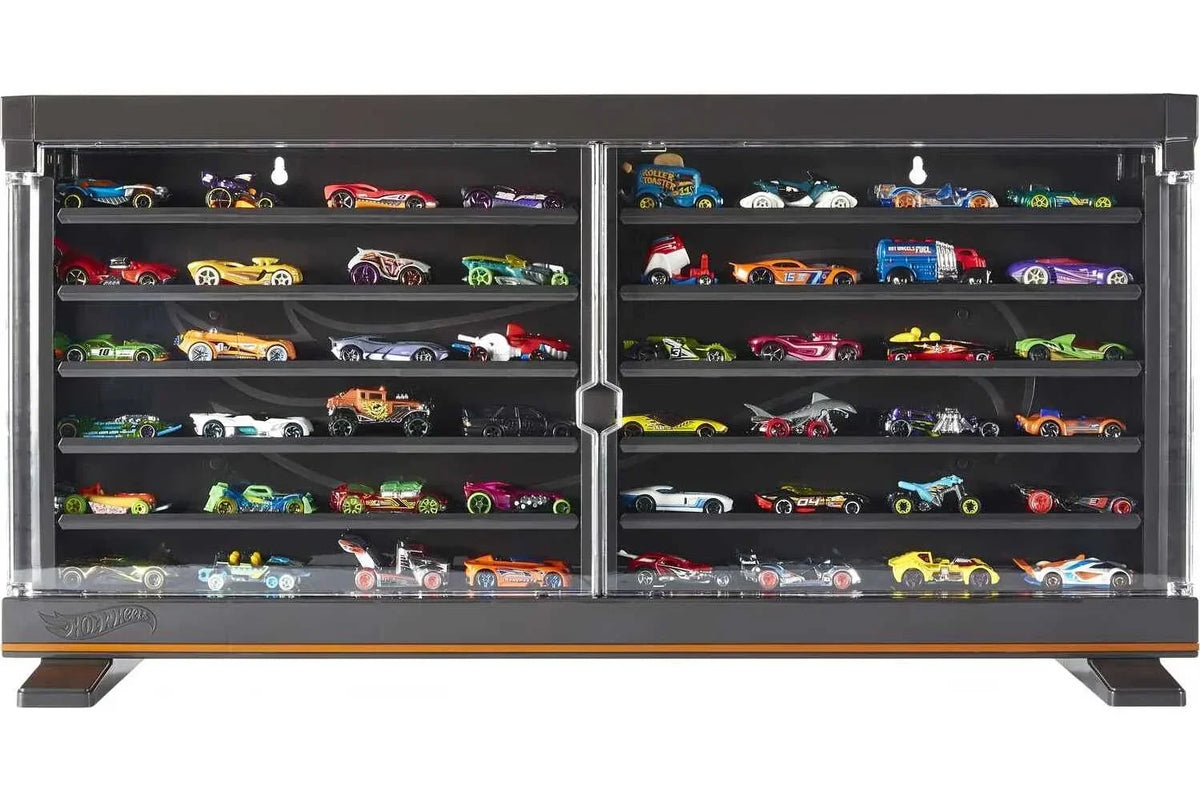 Hot Wheels Display Case With Exclusive Mercedes-Benz 190E 1:64 Scale Sports Car