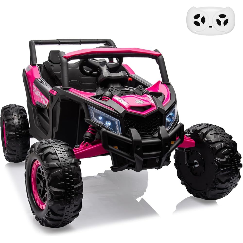 FUNTOK 24V Ride-On Off-Road UTV Electric Toy Car - Rose Gold