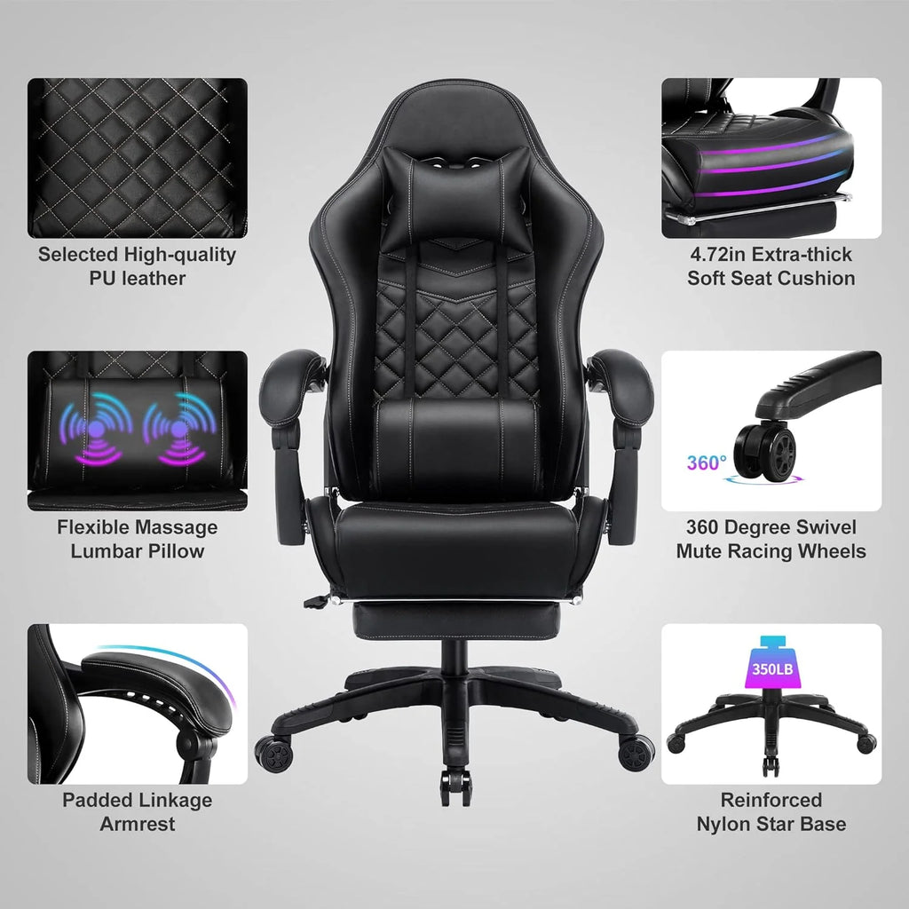 Blue Whale PU Leather Big And Tall Ergonomic Office Gaming Chair, 350 Pounds - B0BTCQ3VVW