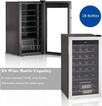 Smad Compressor Wine Cooler 3.1 Cu ft 28 Bottles Stainless Steel Door 110V - JC-88E-2 / D-JC-88E/H