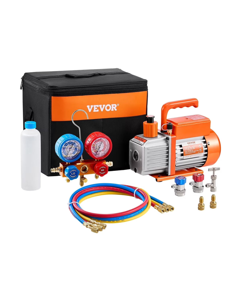 VEVOR 3.5 CFM Single-Stage AC Vacuum Pump And Manifold Gauge Set - VP125