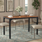 VEIKOUS 47in Industrial Dining Table Desk With Adjustable Footpad And Metal Frame