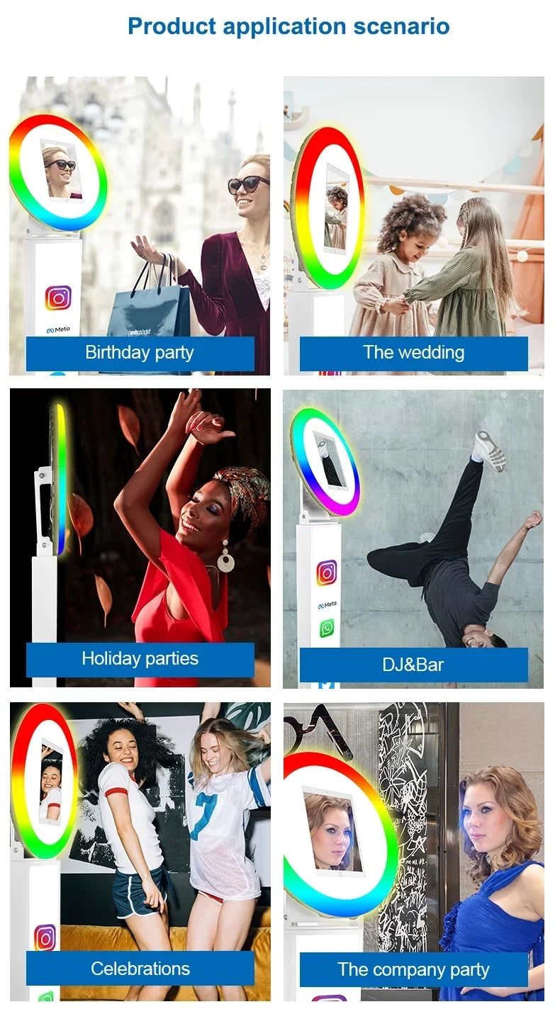 Portable 180 Degree Rotating Ring Light 10.2 Inch iPad Photo Booth Selfie