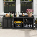 KAMABOKO Outdoor Shoe Storage Cabinet, Black, 2 Doors