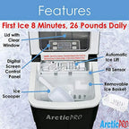 Arctic-Pro Portable Digital Ice Maker Machine, 26 Pounds Daily, Black, 11.5x8.7x12.5 Inches