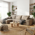 Oversized 135in 3-Piece Corduroy Upholstered Sectional Sofa With Deep Seat - Full Foam