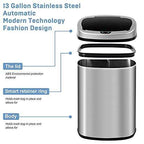 Bigacc Kitchen Trash Can, 13 Gallon 50 Liter, Stainless Steel, Touch-Free Motion Sensor
