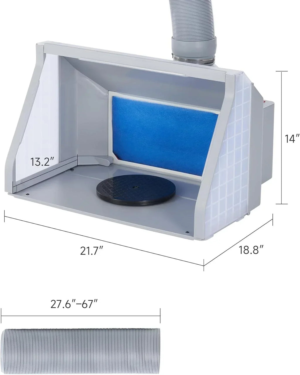 Portable Airbrush Spray Booth With Dual Fans, 3 LED Lights And Exhaust Hose