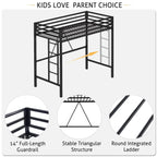 SHA CERLIN Junior Loft Bed Frame, Twin Size, Black