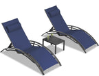 PURPLE LEAF Patio Chaise Lounge Set, 2 Chairs And 1 Table, Aluminum Textilene, 4 Adjustable Positions