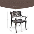 All-Weather Cast Aluminum Outdoor Dining Armchairs With Curved Seats - 2/4 Pcs