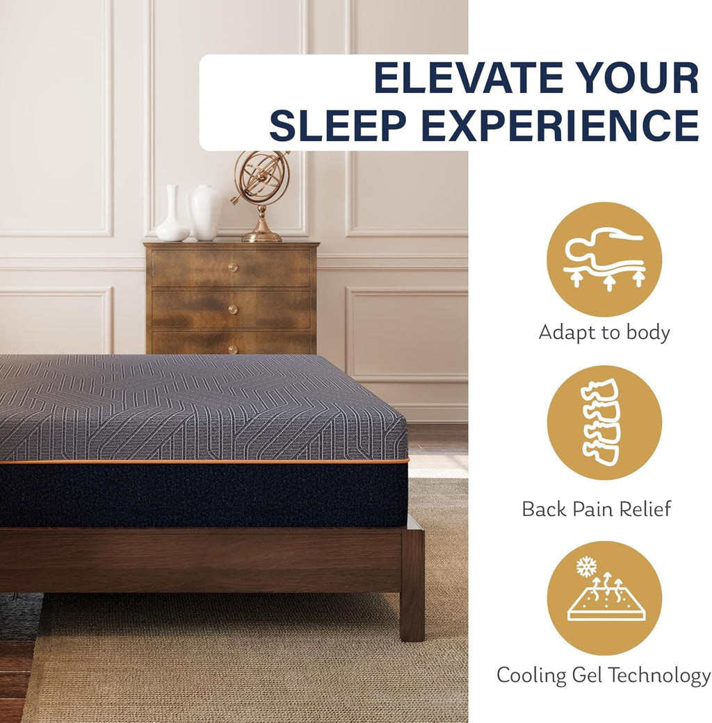 EGOHOME Queen Copper Gel Cooling Memory Foam Mattress, 60x80x12, Black