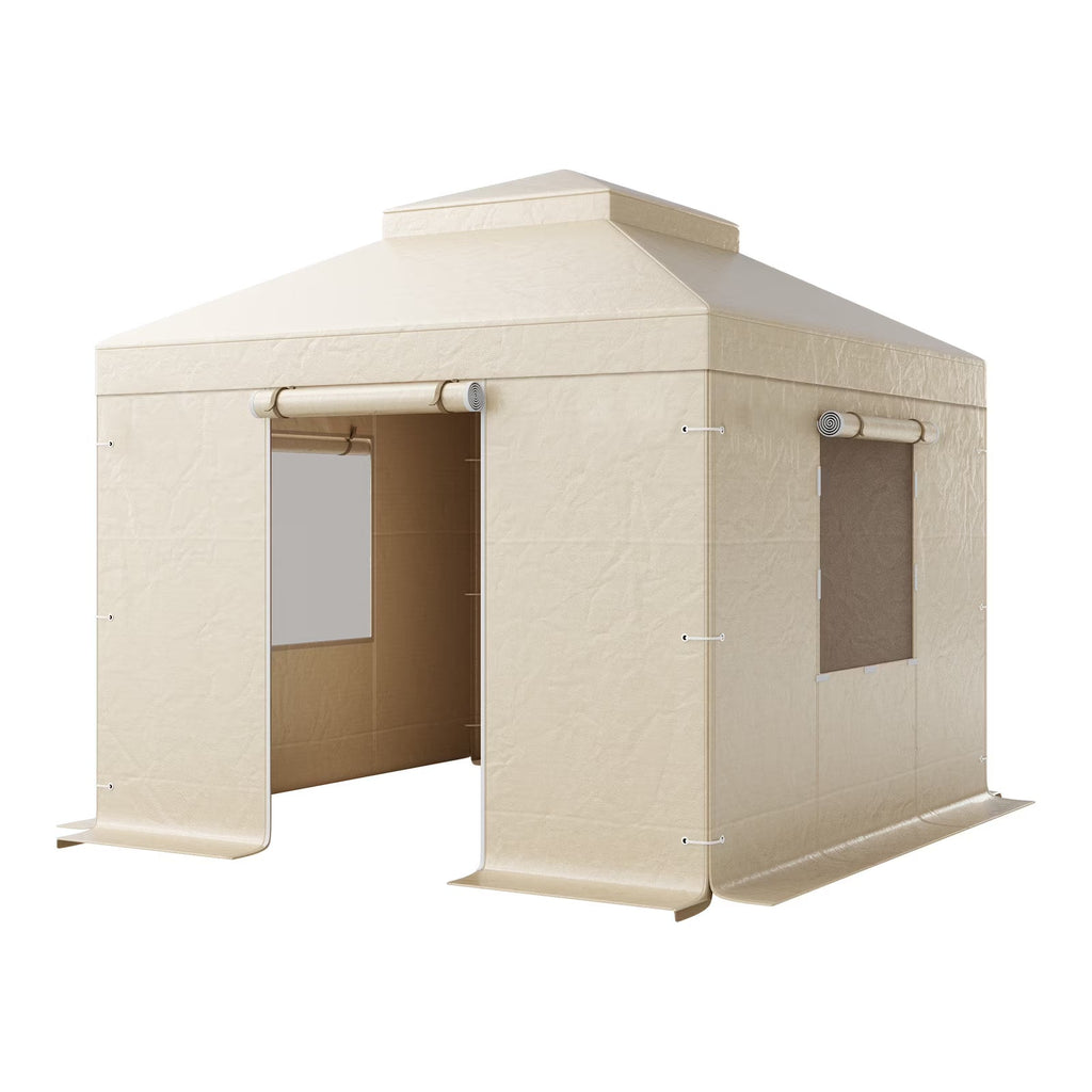 KFFKFF Winter Gazebo Cover for 10 x 10 ft Double-Tiered Gazebos, Beige - LTS-MM180-1010