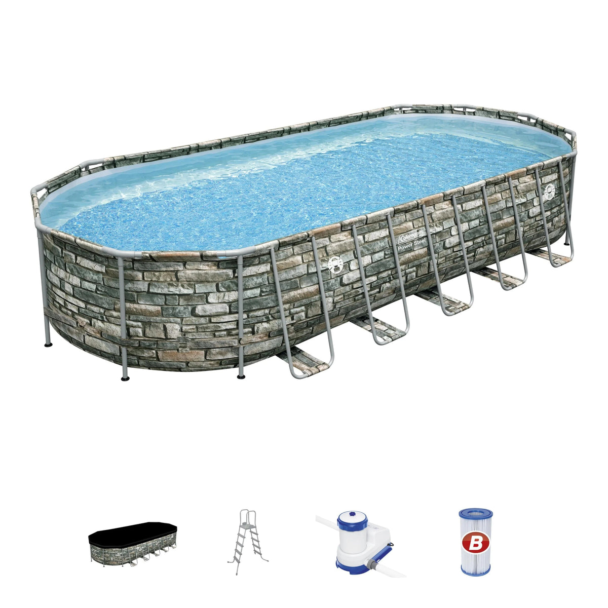 Coleman Power Steel 26' x 12' x 52 in Oval Above Ground Pool Set