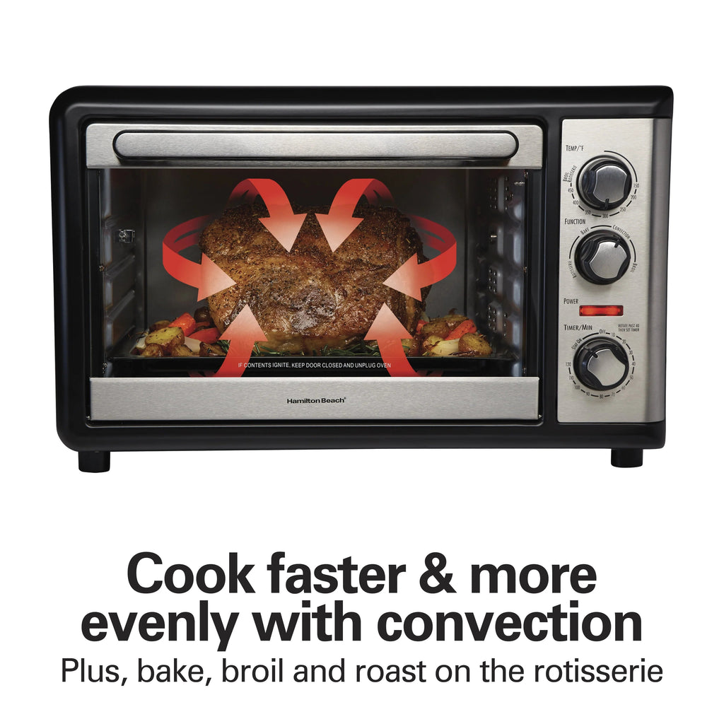 Hamilton Beach Countertop Convection Oven With Rotisserie, 1500 Watts, Stainless Steel - 31108