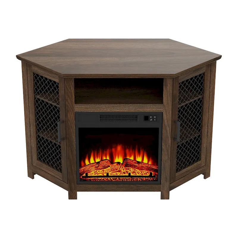 45 inch Industrial Corner Electric Fireplace TV Stand Console Table - 17 Electric Fireplace
