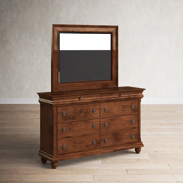 8 Drawer 64in W Double Dresser With Mirror - 80in H x 18in D