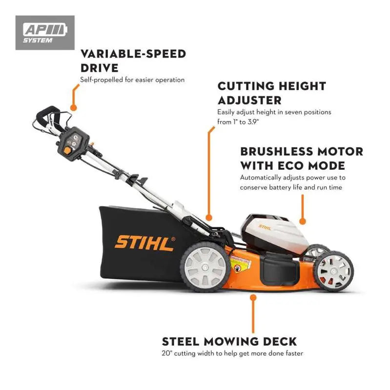 STIHL Cordless 21-Inch Self-Propelled Lawn Mower With 36V Battery And Charger - RMA 510 V