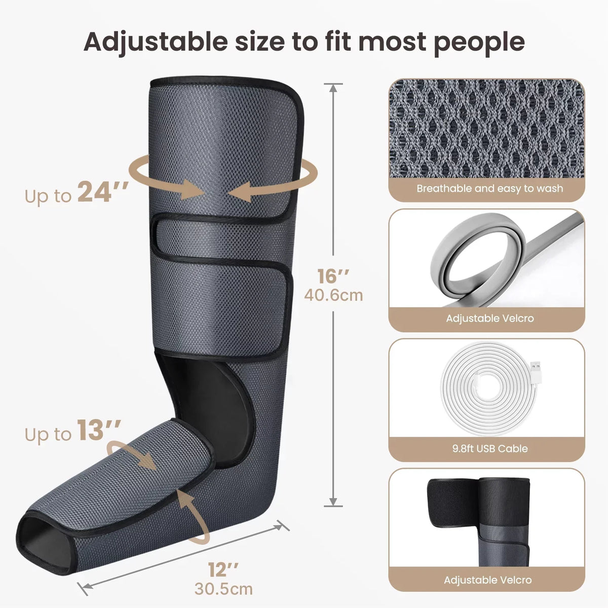 PureHeal Air Compression Foot And Leg Massager, Black - 5 Modes, 5 Intensities
