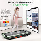 Pooboo 2in1 Folding Under Desk Treadmill, 2.5HP Bluetooth, 265 lbs