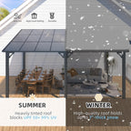 AECOJOY 16 ft x 12 ft Wall-Mounted Hard Top Pergola