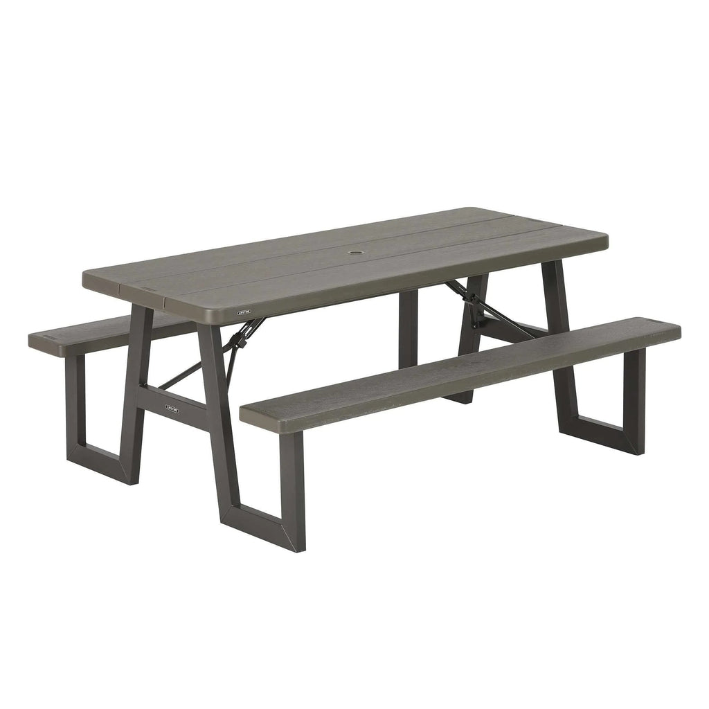 Lifetime 6-Foot W-Frame Folding Picnic Table, Brown - 60233