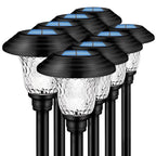Solar Garden Landscape Lights, 8 Pack - Waterproof Glass Stainless Steel Auto-On/Off