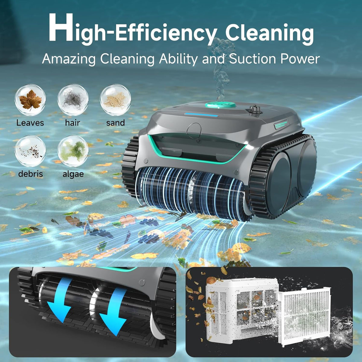 WYBOT Cordless Robotic Pool Cleaner With Dual Filtration And 180 Minutes Runtime - C2
