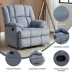 Lazy Boy Oversized Fabric Swivel Rocking Manual Recliner Chair, 37.8L*38.2W*41H, 155 Degrees