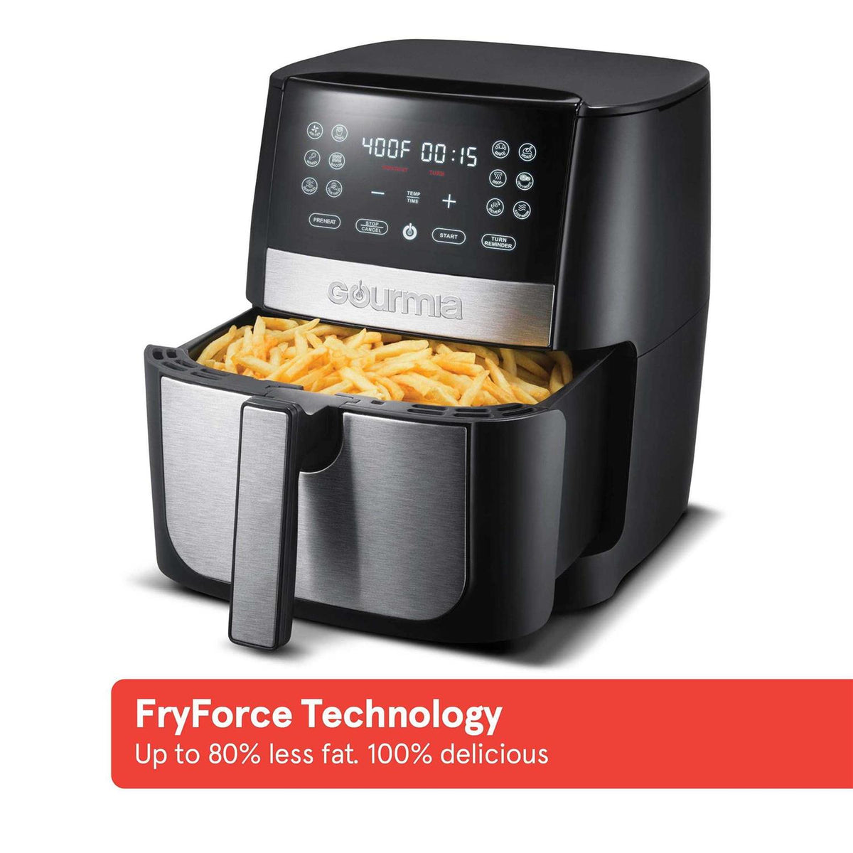 Gourmia Digital Air Fryer, 8-Qt. Black/Stainless Steel - GAF826