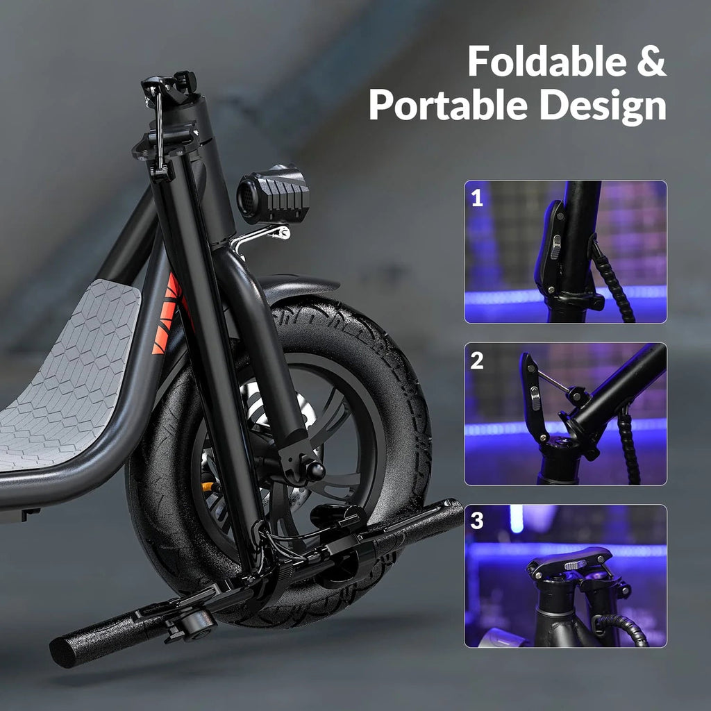 5TH WHEEL Electric Scooter With Seat And Carry Basket, 450W, 36V, 20-Mile Range, 15.5 Mph, 12 Inch - W18S