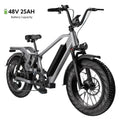 Adult Folding Electric Bike, 20in Fat Tire, 750W, 48V 25AH, 7 Speed, 20MPH - RS