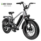 Adult Folding Electric Bike, 20in Fat Tire, 750W, 48V 25AH, 7 Speed, 20MPH - RS