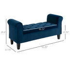 Button-Tufted Storage Ottoman Bench, Polyester and Rubberwood, 53.25in W x 17.75in D x 25.5in H