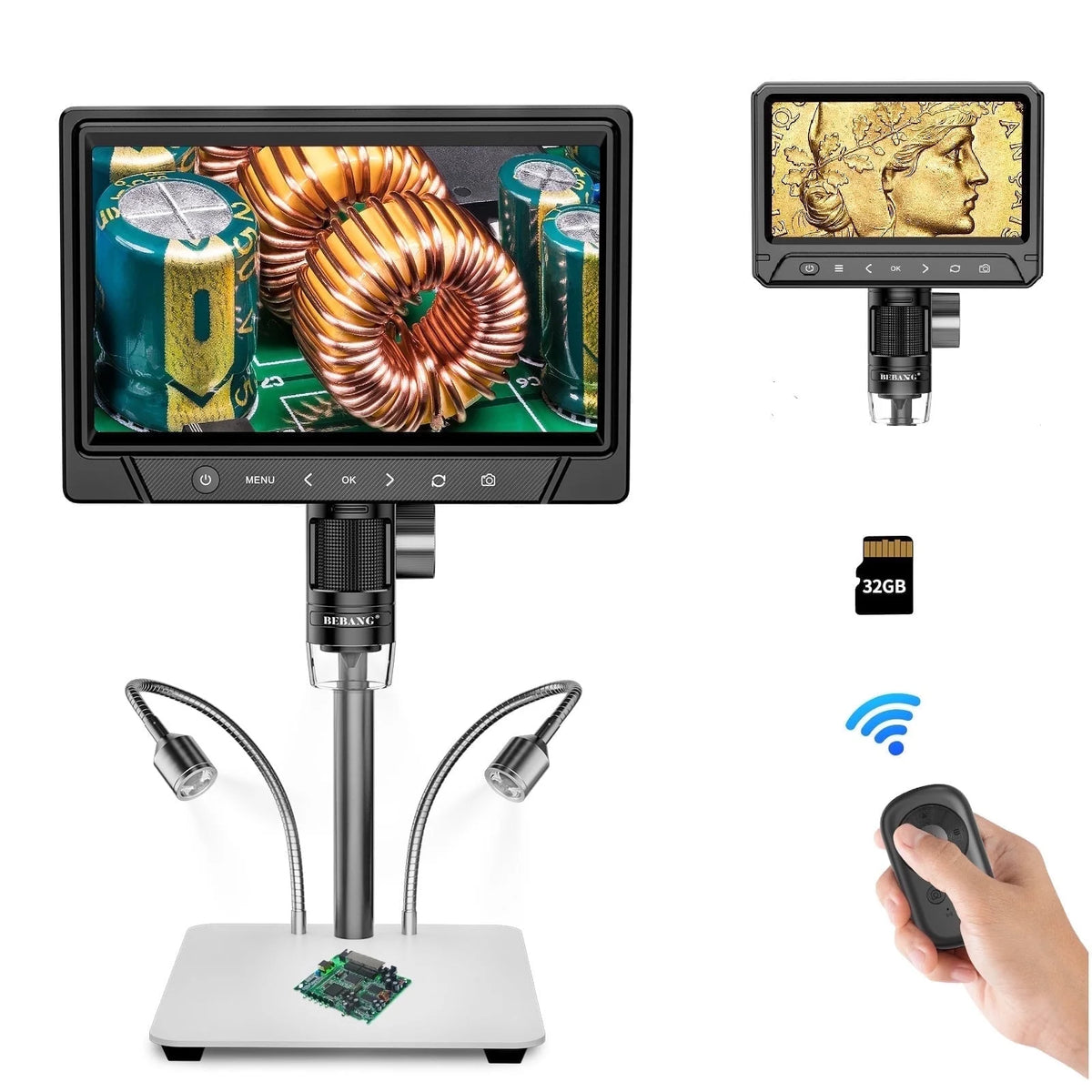 BEBANG LCD Digital Microscope, 7 inch 50X-1200X With 32GB TF Card