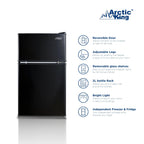 Arctic King Two-Door Mini Fridge With Freezer, 3.2 Cu ft, 18.5 in x 19.4 in x 33.3 in, Stainless Steel - E-Star