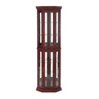 Corner Curio Display Cabinet With Lights, Mirrored Back And 6 Tempered Glass Shelves