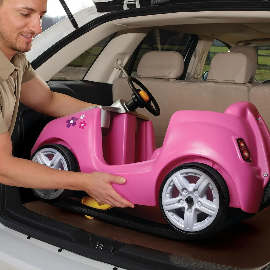 Step2 Ride-On Push Toy Car, Pink, Large, With Included Seat Belt - Whisper Ride II