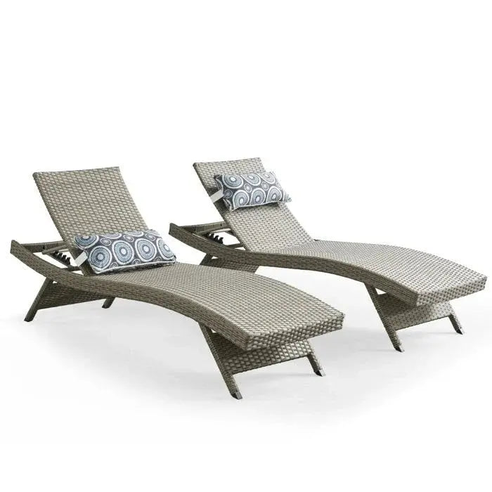 Weatherproof Wicker Chaise Lounge Set, Brown, 2-Piece